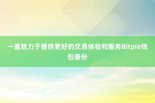 一直致力于提供更好的交易体验和服务Bitpie钱包备份