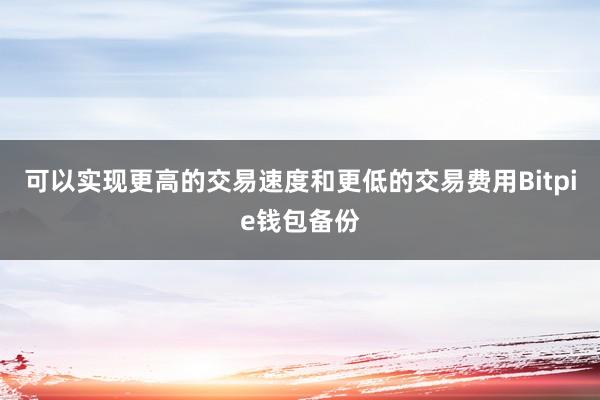 可以实现更高的交易速度和更低的交易费用Bitpie钱包备份