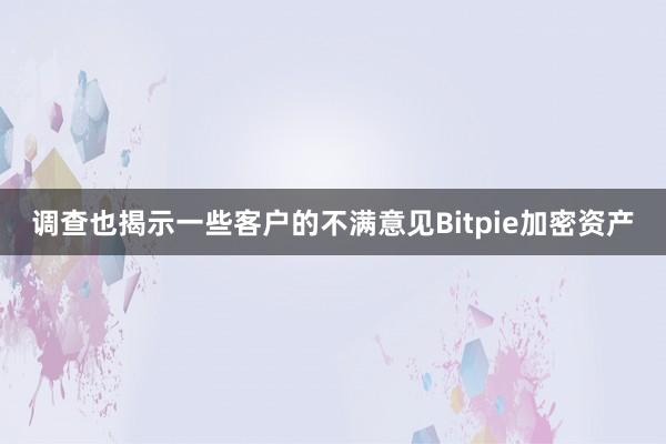 调查也揭示一些客户的不满意见Bitpie加密资产